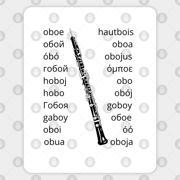 Oboe in Many Languages Sticker by Ric1926